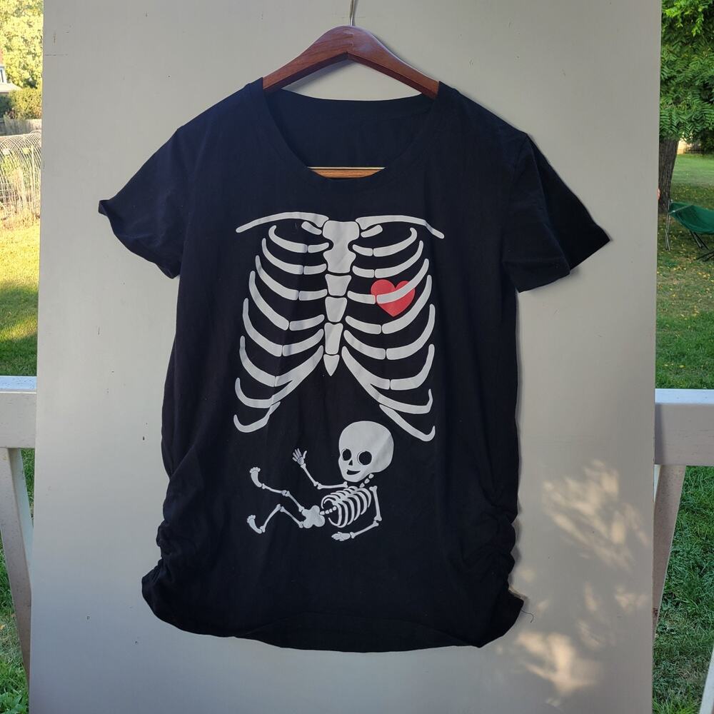 Black Skeleton Print Women's Top